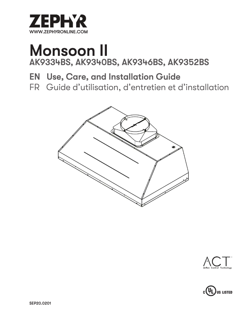 Page 1 de la notice Manuel utilisateur Zephyr Monsoon II AK9352BS