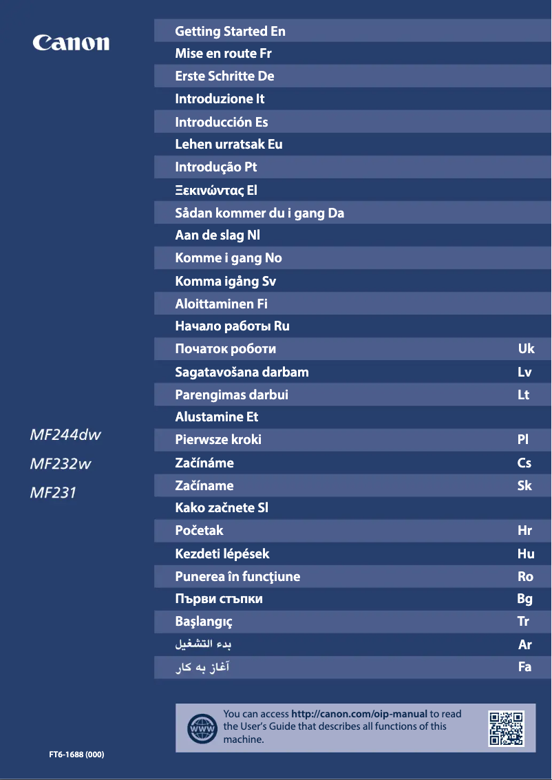 Image de la première page du manuel de l'appareil i-Sensys MF232W