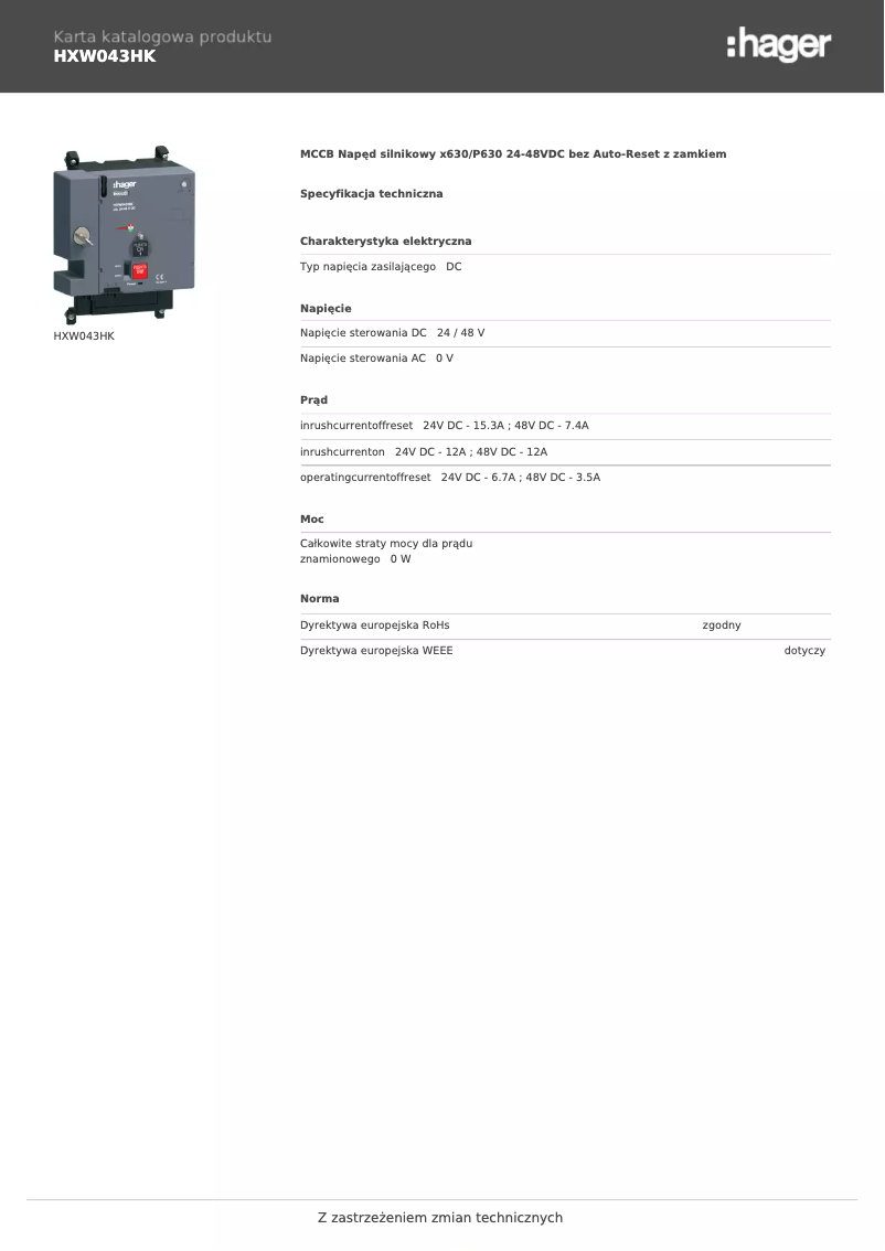 Image de la première page du manuel de l'appareil HXW043HK