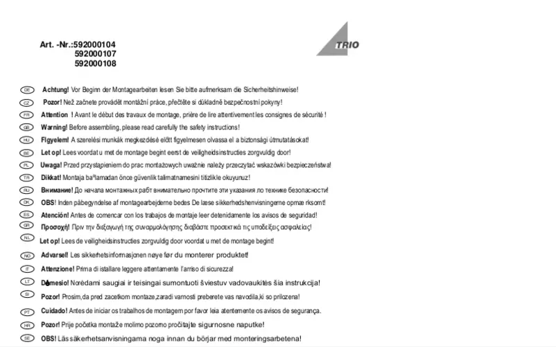 Page n°1 - Manuel utilisateur Trio Lighting Morten 592000107