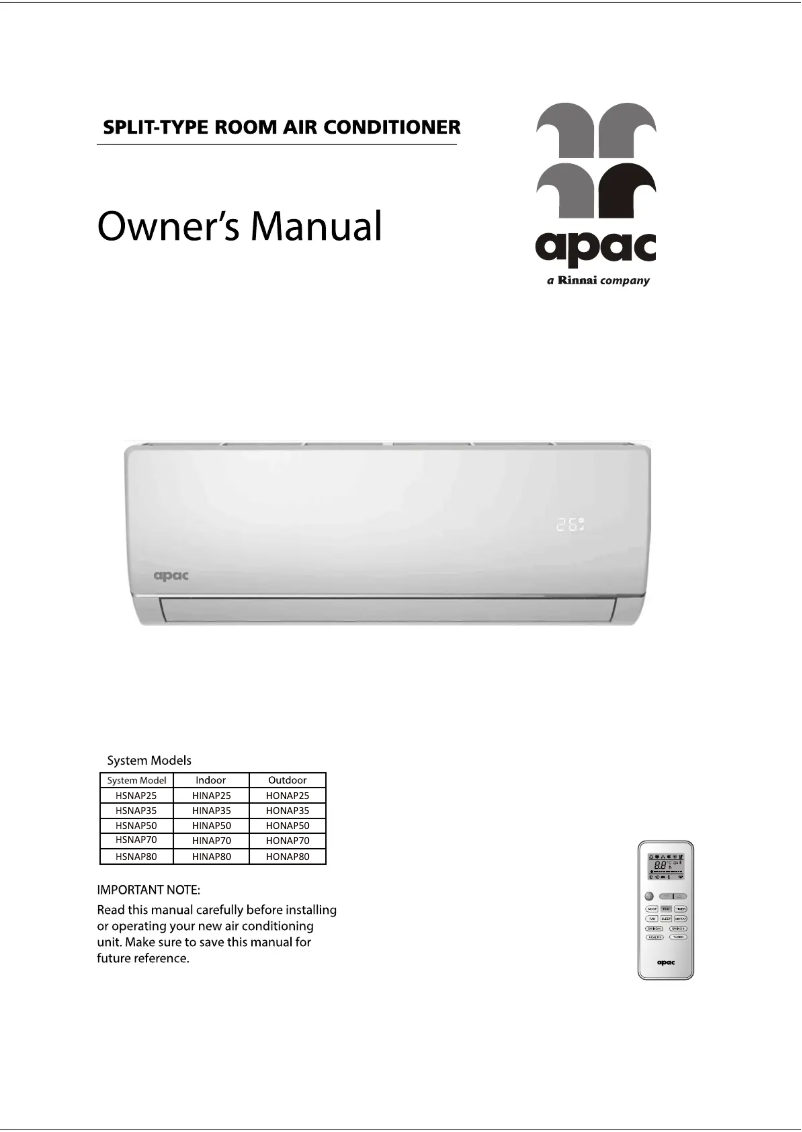 Page 1 of the manual User Manual APAC HSNAP70