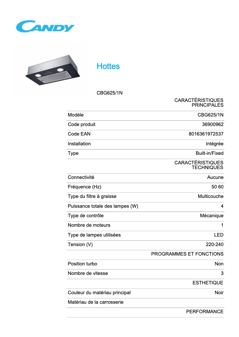 Image de la première page du manuel de l'appareil CBG625/1N