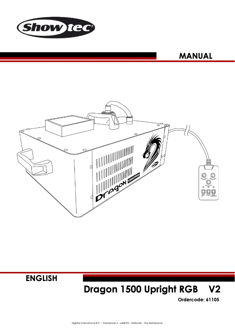 Image de la première page du manuel de l'appareil Dragon 1500 Upright RGB