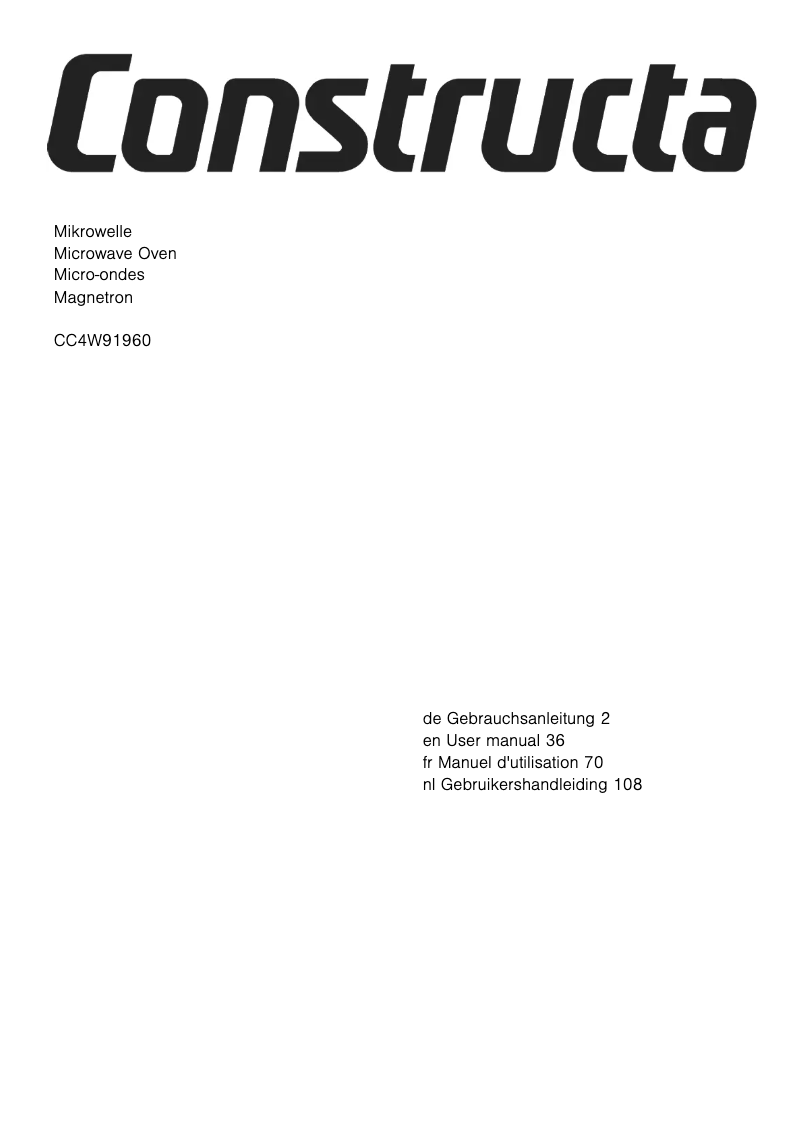 Page 1 de la notice Manuel utilisateur Constructa CC4W91960