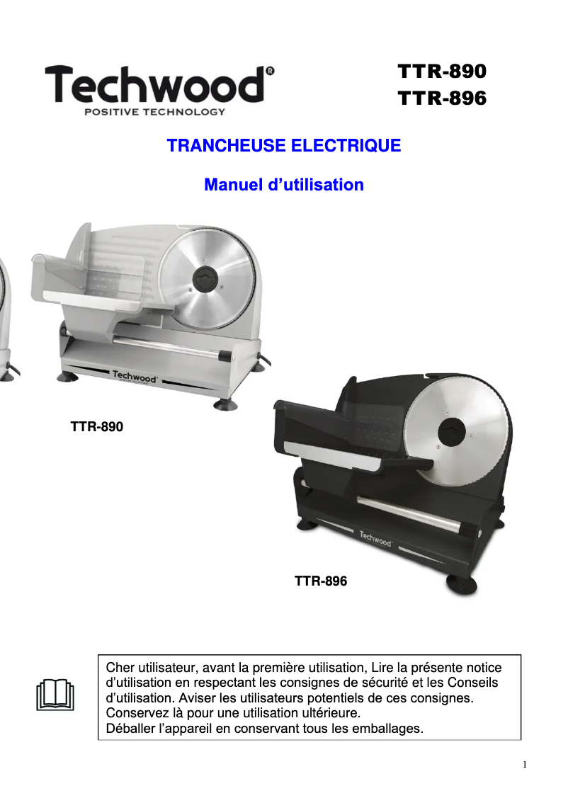 Page n°1 - Manuel utilisateur Techwood TTR-890
