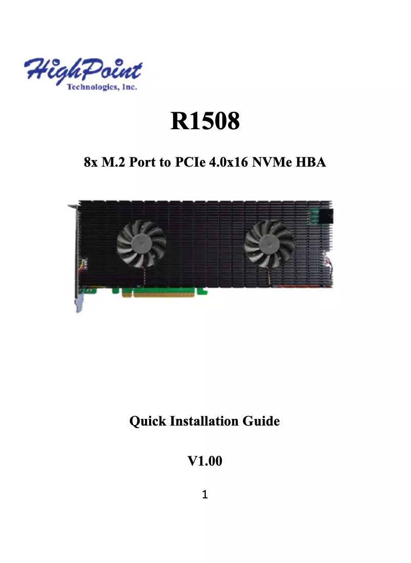 Page n°1 - Manuel utilisateur Highpoint Rocket 1508