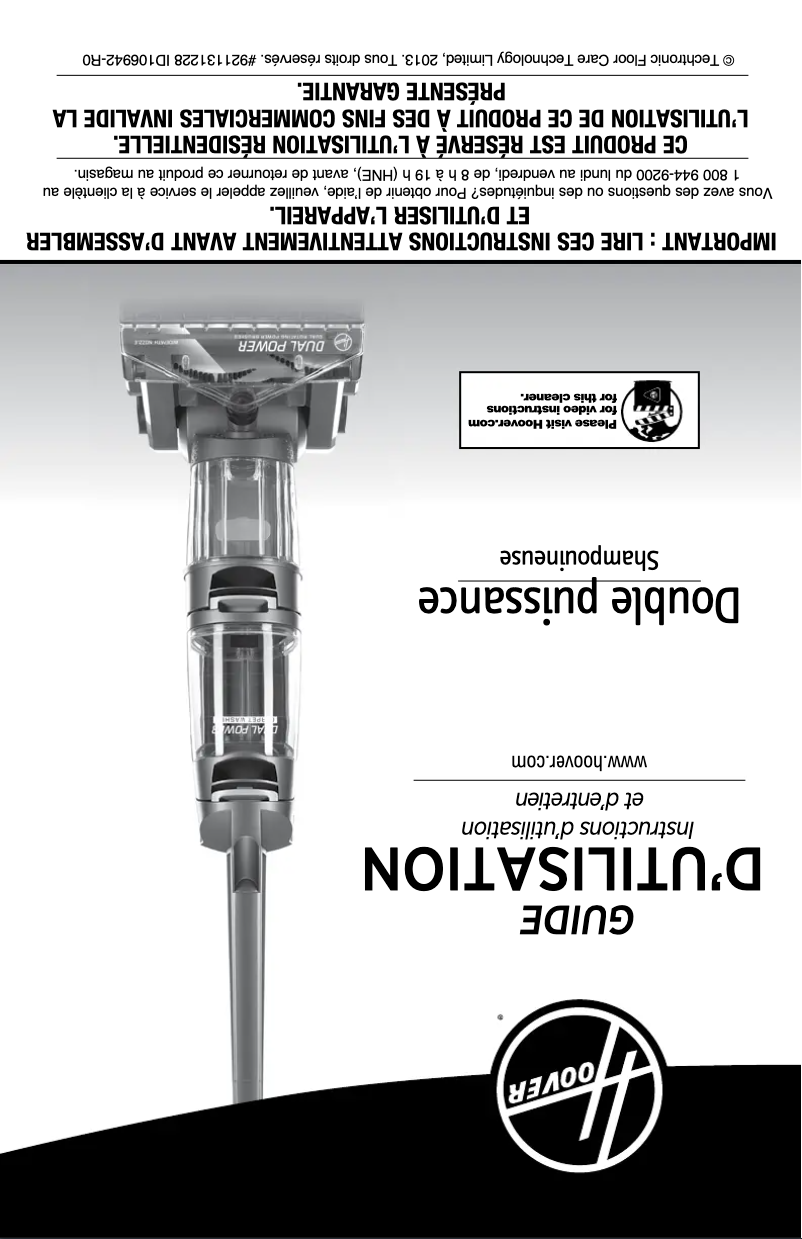 Page n°1 - Manuel utilisateur Hoover Dual Power Carpet Cleaner
