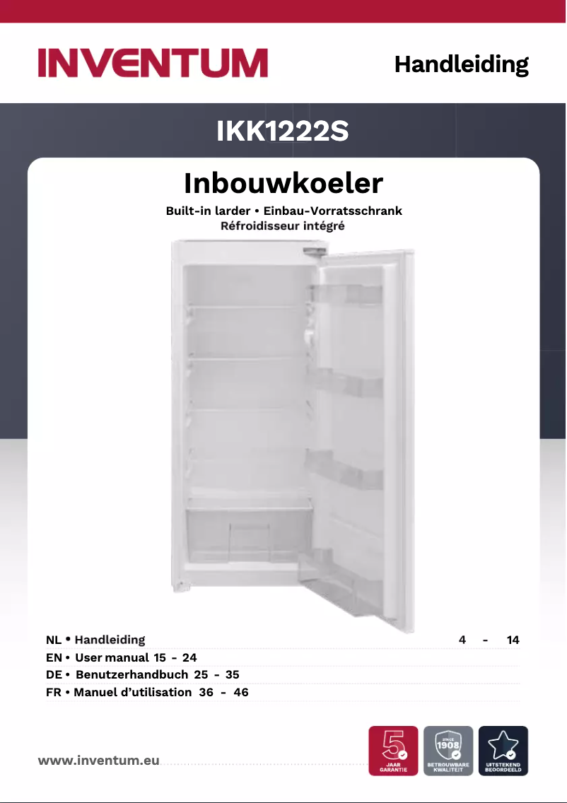 Page 1 de la notice Manuel utilisateur Inventum IKK1222S