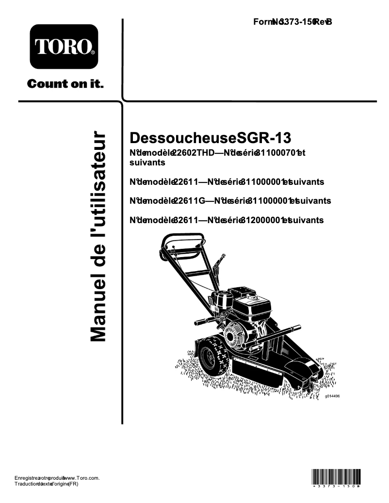 Página 1 del manual Manual de usuario Toro 22611
