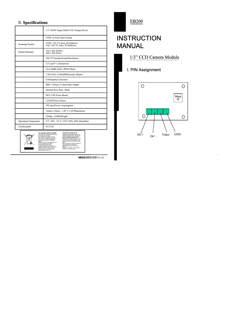 Page 1 de la notice Manuel utilisateur EverFocus EB200/N-3