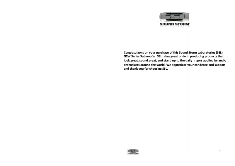 Page 1 de la notice Manuel utilisateur SSL GSW12D