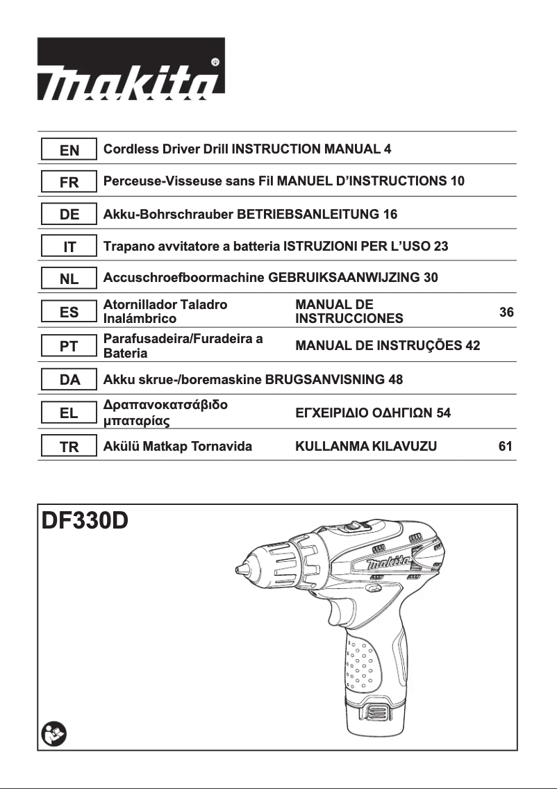 Page n°1 - Manuel utilisateur Makita DF330DWEX3