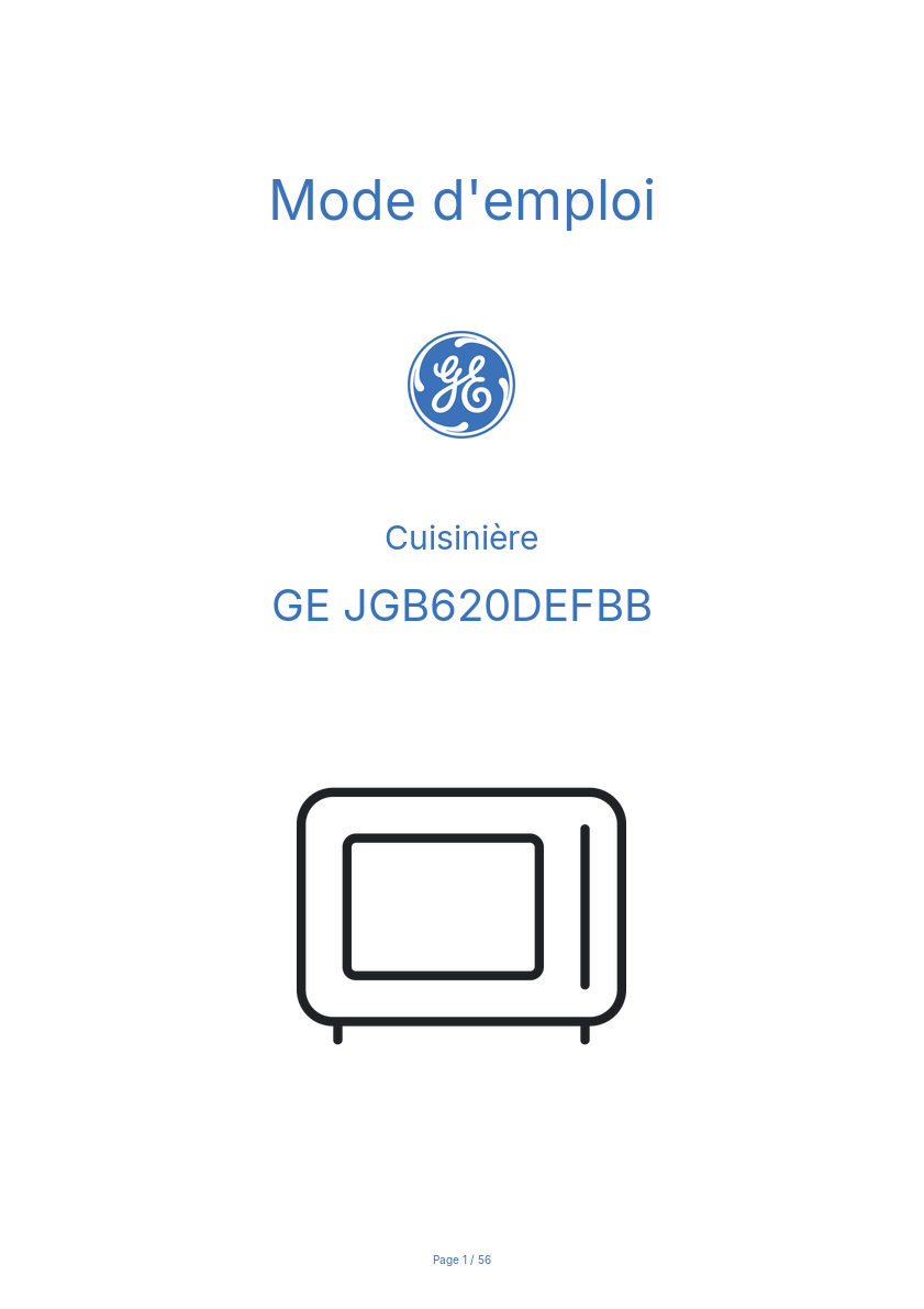 Page n°1 - Mode d'emploi GE JGB620DEFBB