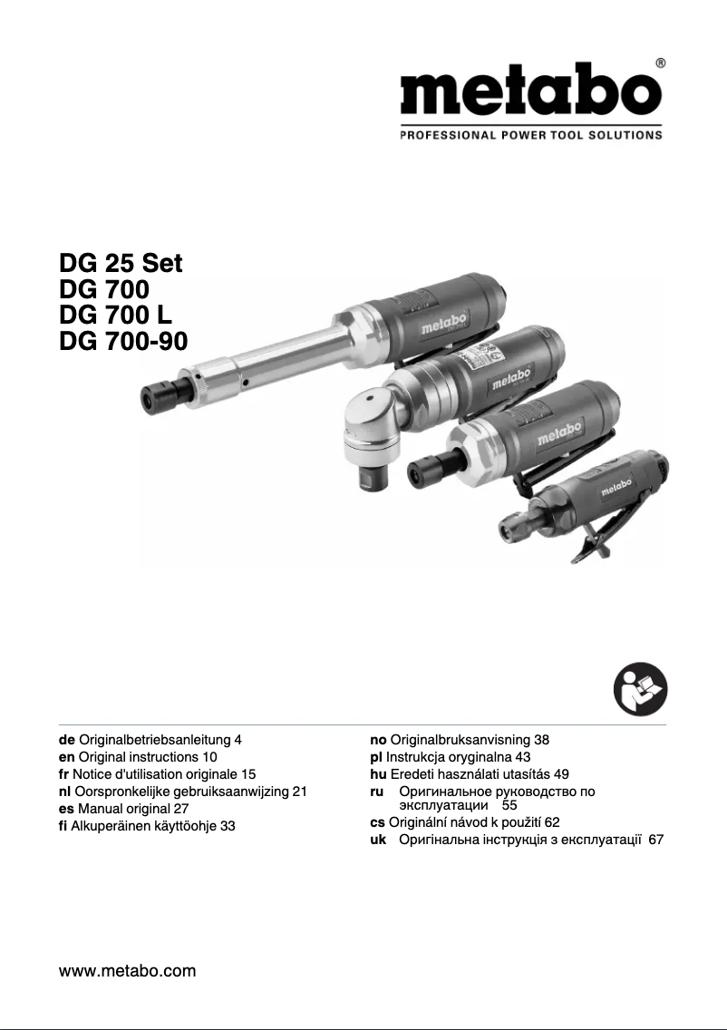Page n°1 - Manuel utilisateur Metabo DG 700