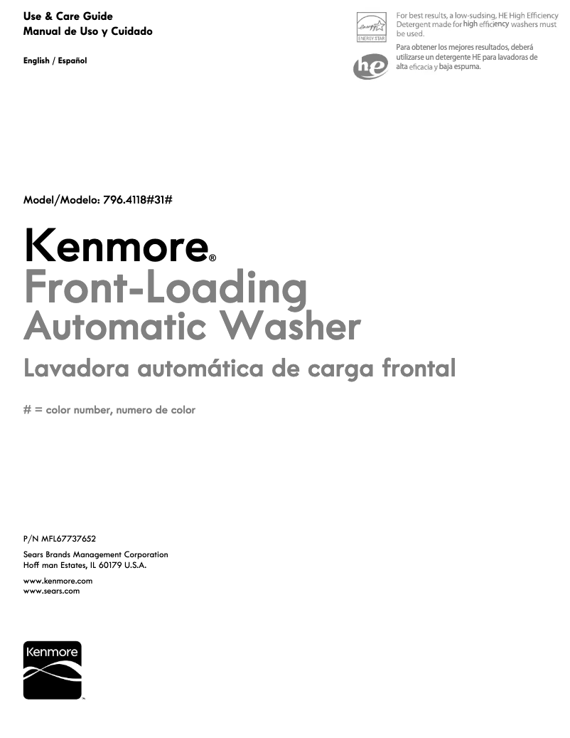 Page n°1 - Manuel utilisateur Kenmore 796.41182