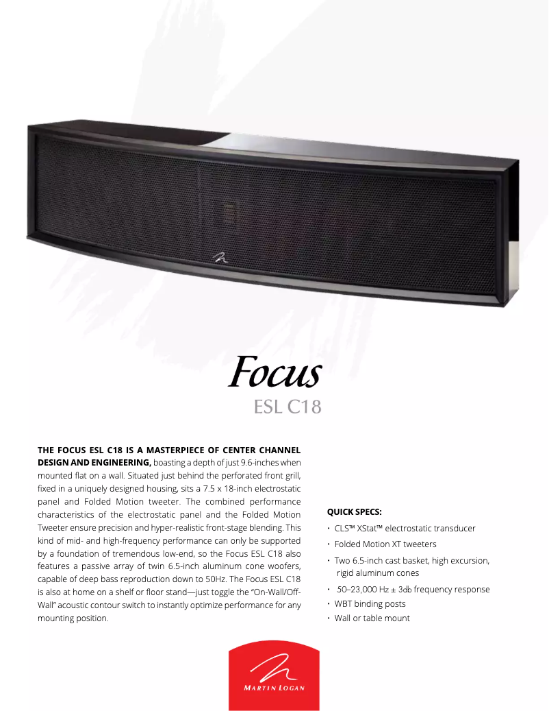 Image de la première page du manuel de l'appareil Focus ESL C18