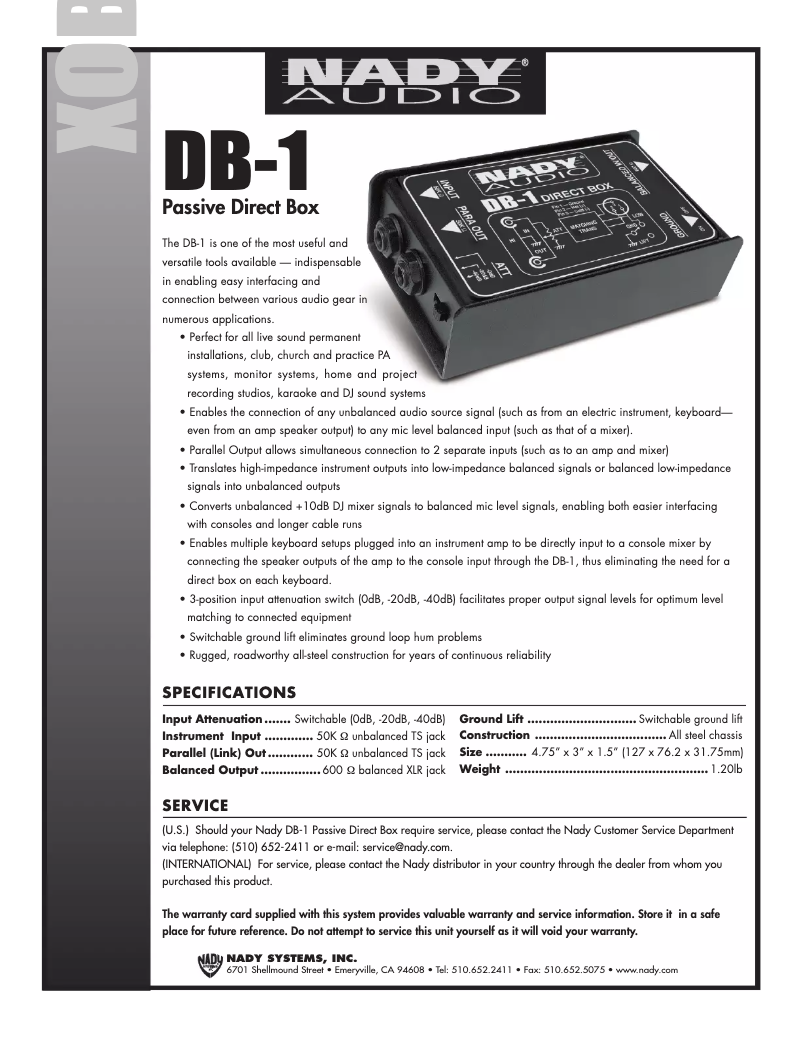 Image de la première page du manuel de l'appareil DB-1