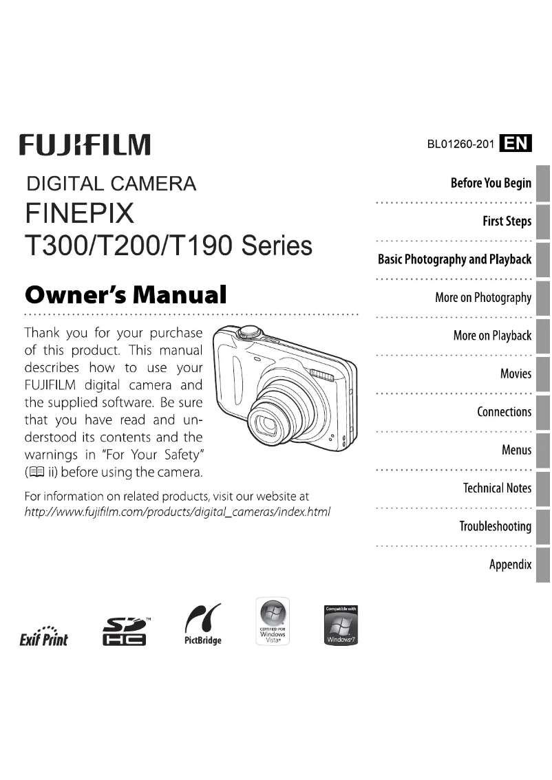 Page 1 de la notice Manuel utilisateur Fujifilm FinePix T300