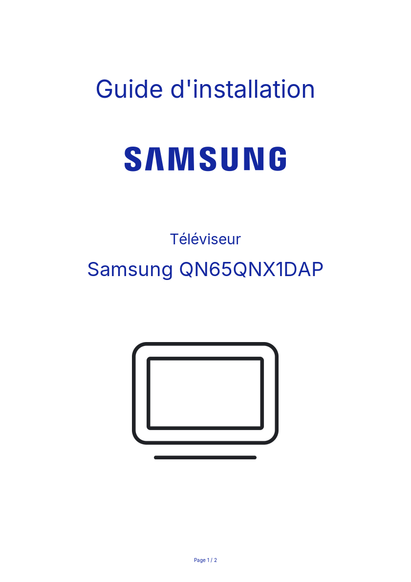 Page n°1 - Guide d'installation Samsung QN65QNX1DAP