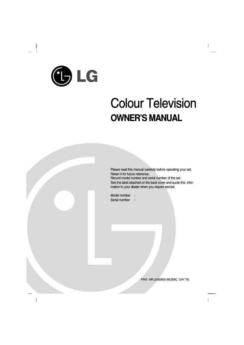 Page 1 de la notice Manuel utilisateur LG 21FS7RE
