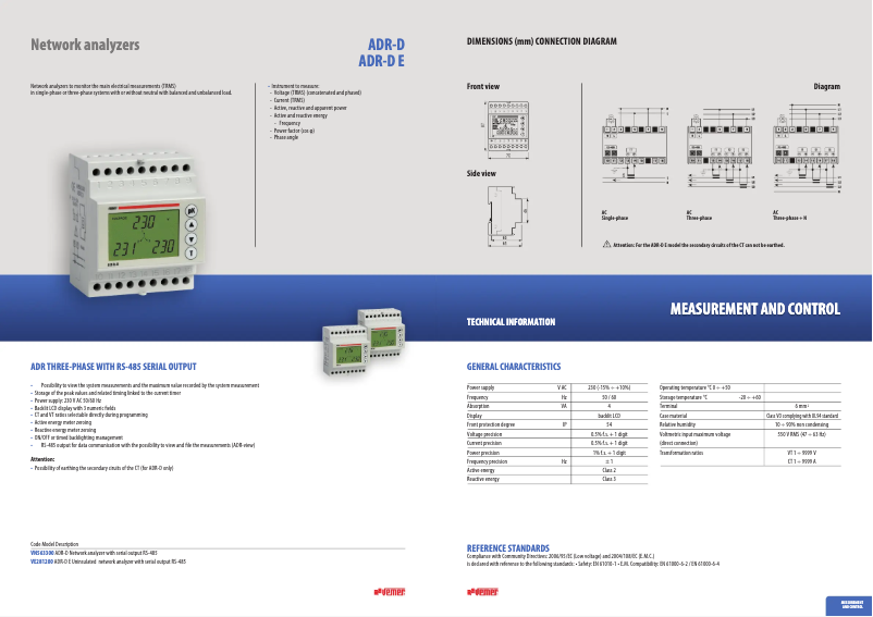 Page n°1 - Fiche technique Vemer ADR-D