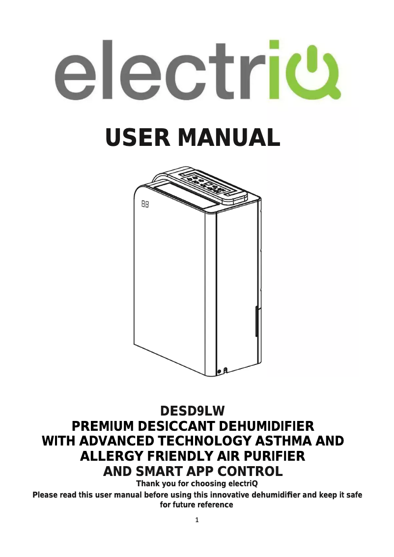 Page 1 de la notice Manuel utilisateur ElectriQ DESD9LW