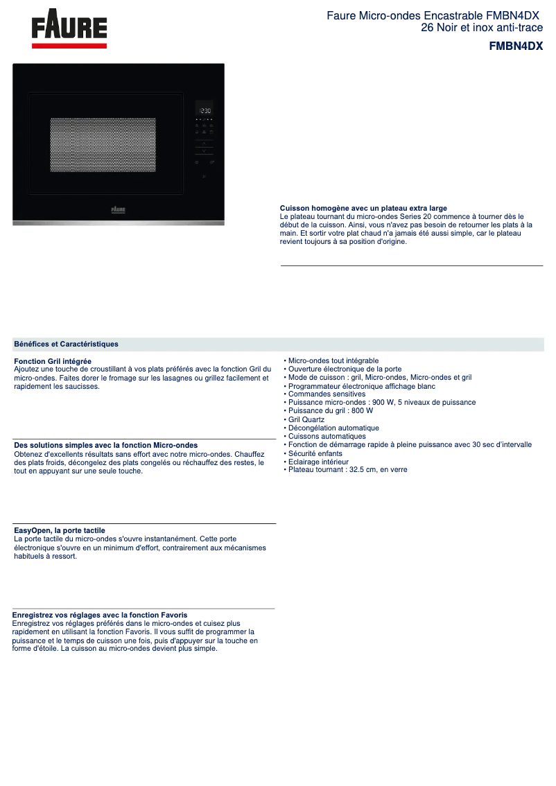 Page n°1 - Fiche technique Faure FMBN4DX