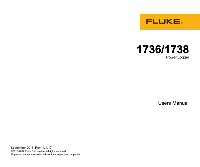 Page 1 de la notice Manuel utilisateur Fluke 1738