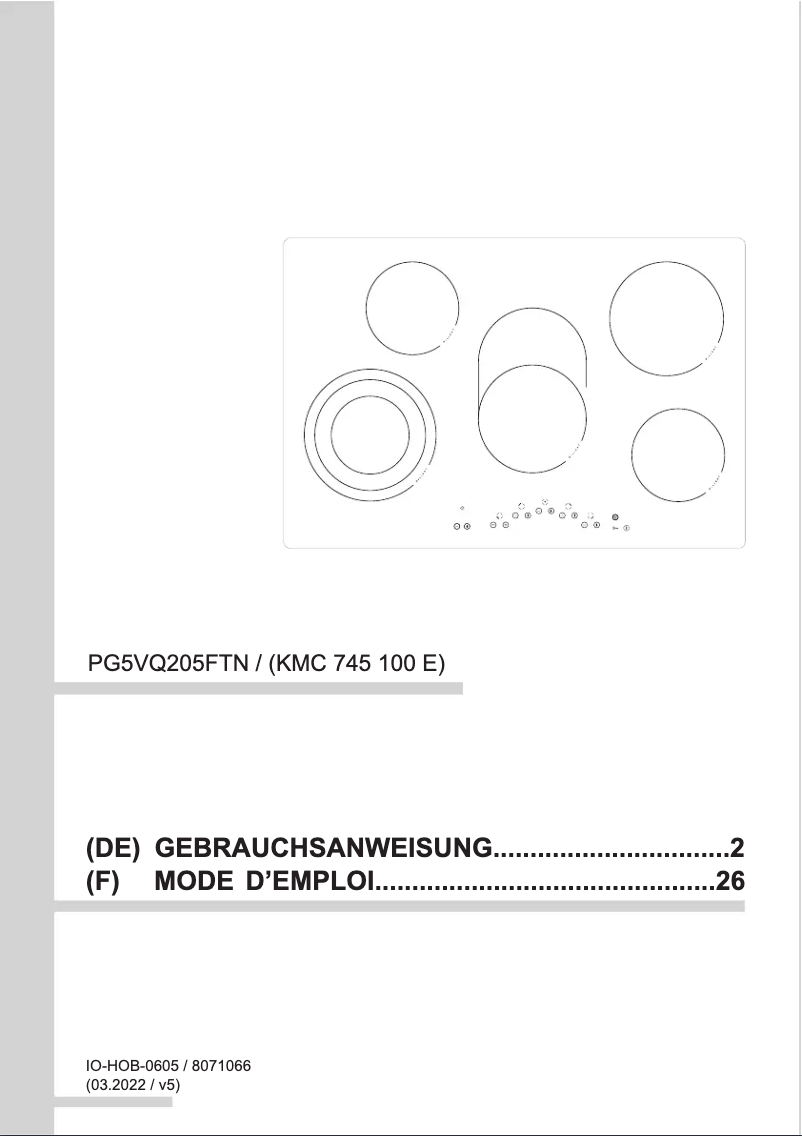 Page n°1 - Manuel utilisateur Amica KMC 745 100 E