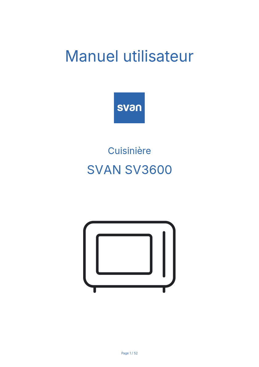 Image de la première page du manuel de l'appareil SV3600