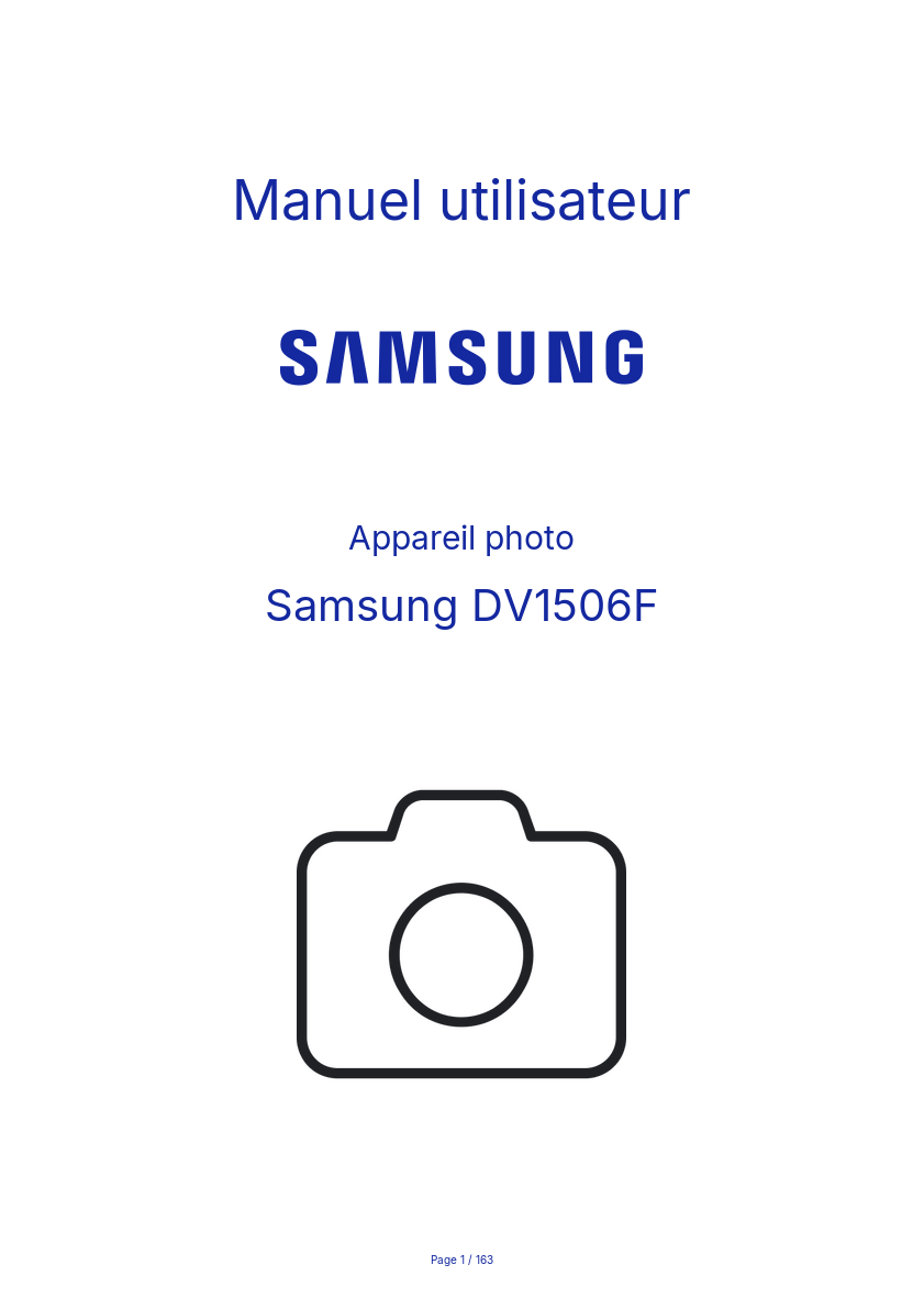 Page 1 de la notice Manuel utilisateur Samsung DV1506F