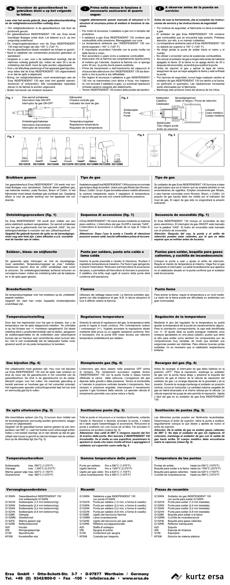 Página 1 del manual Manual de usuario Ersa Independent 130 Profi Set Gaslötkolben