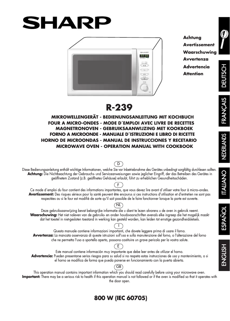 Page 1 de la notice Manuel utilisateur Sharp R-239IN