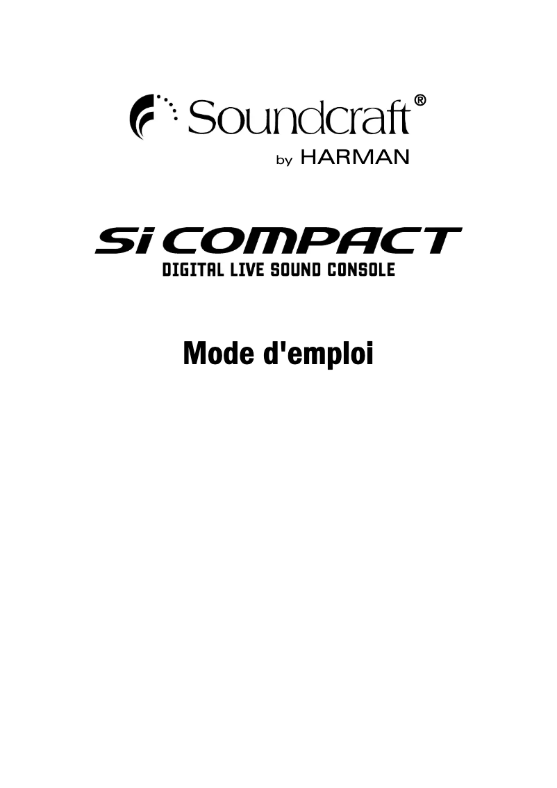 Page n°1 - Manuel utilisateur Soundcraft Si Compact 32
