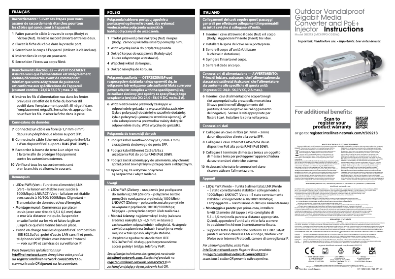Page n°1 - Manuel utilisateur Intellinet 509213