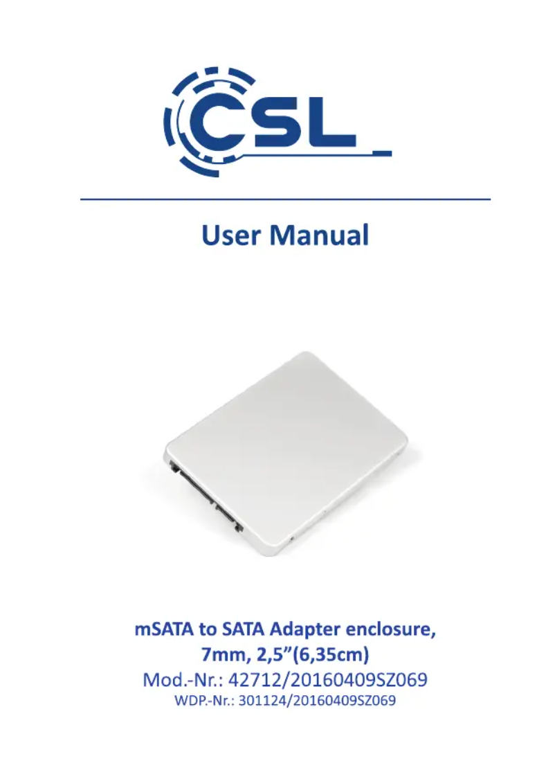 Page 1 of the manual User Manual CSL 301124