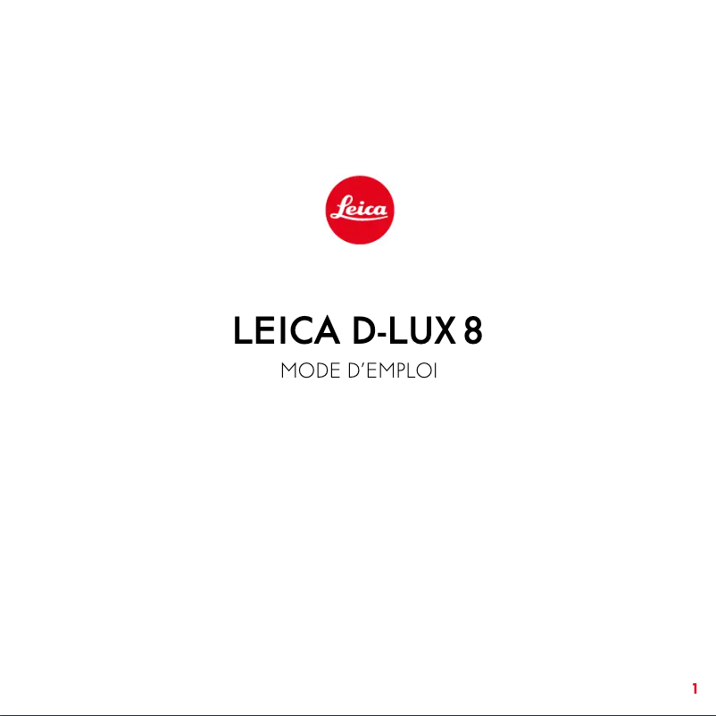 Page 1 de la notice Manuel utilisateur Leica D-Lux 8