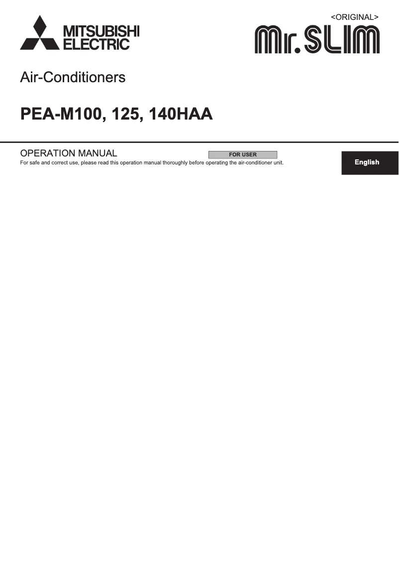 Image de la première page du manuel de l'appareil PEA-M125HAA