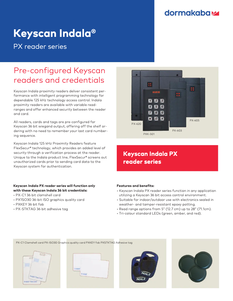 Image de la première page du manuel de l'appareil Keyscan Indala