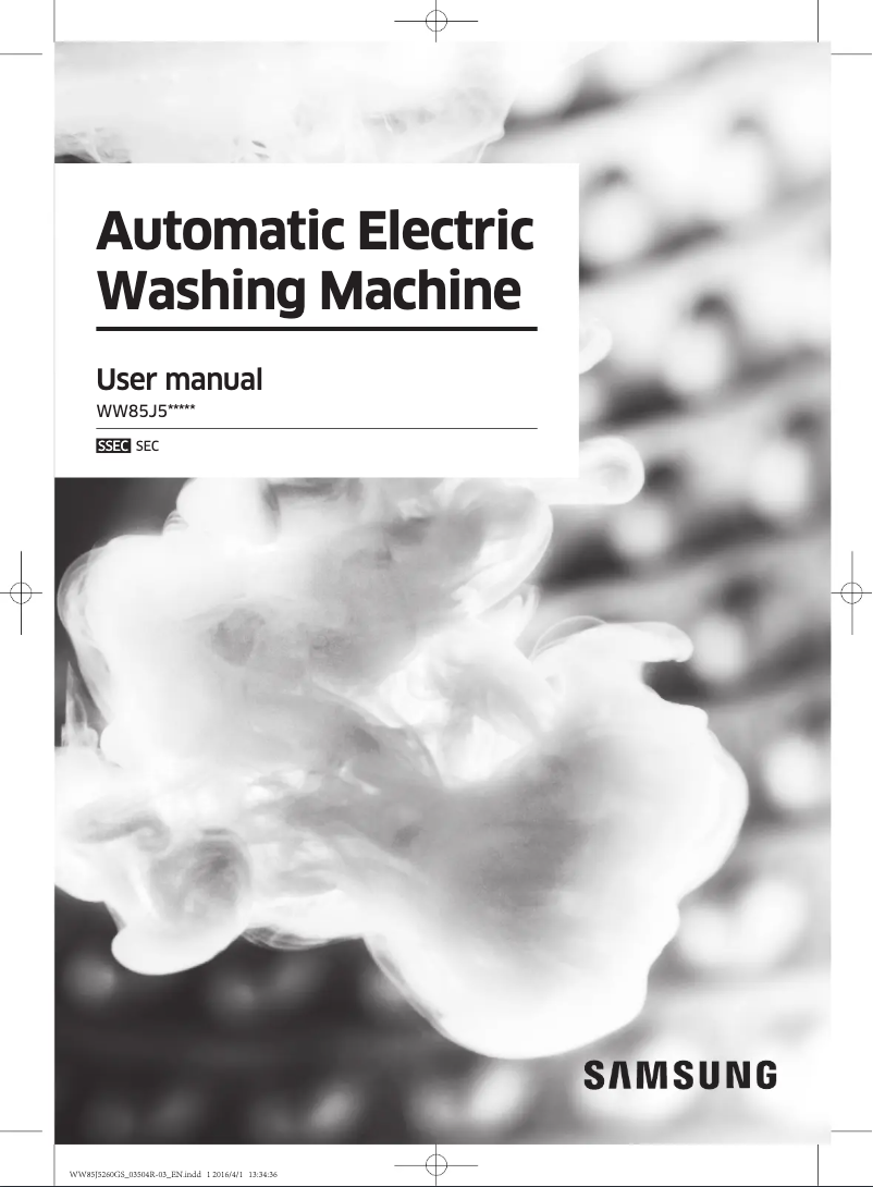 Page n°1 - Manuel utilisateur Samsung WW85J5260GS