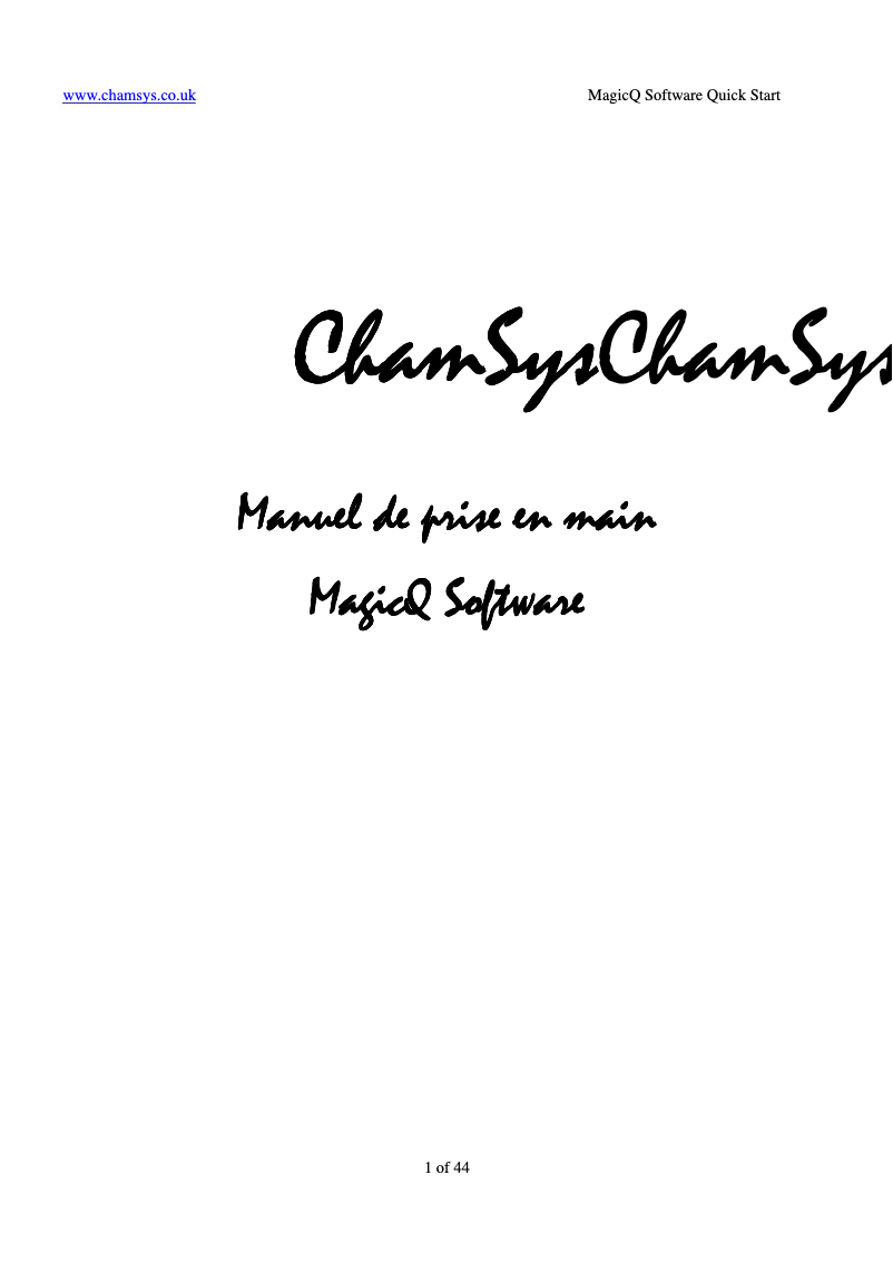 Image de la première page du manuel de l'appareil MagicQ Software