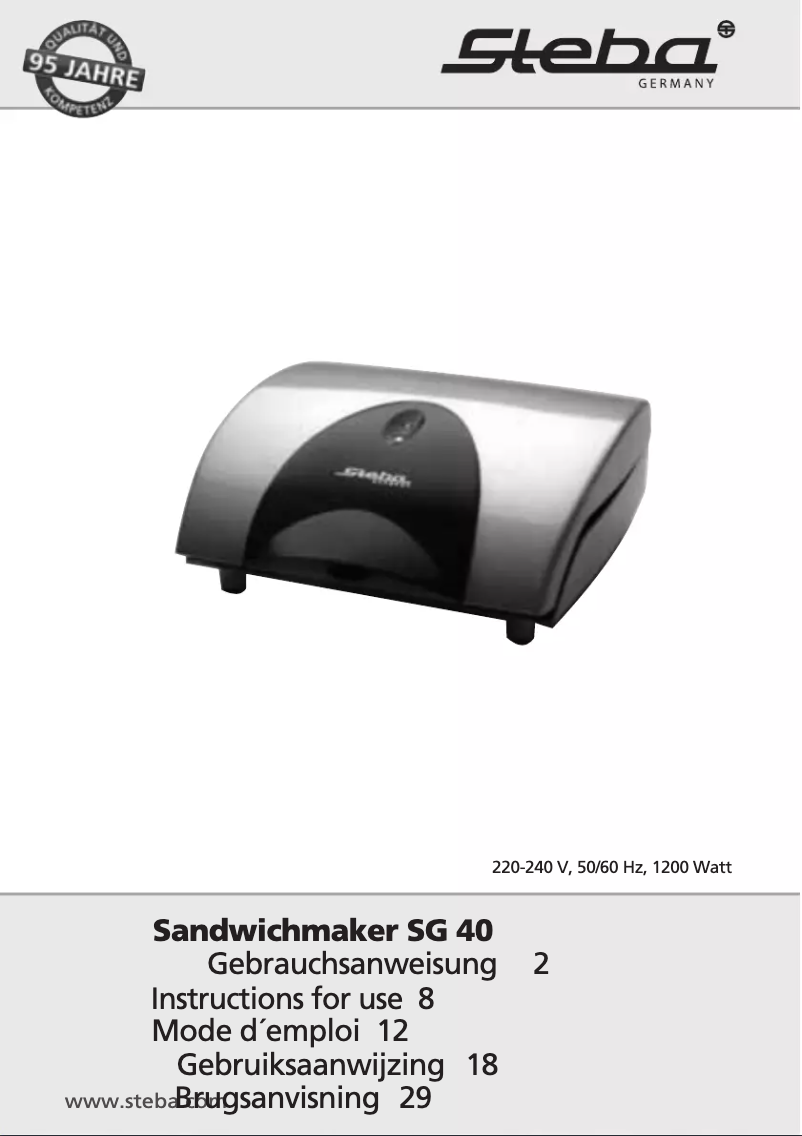 Image de la première page du manuel de l'appareil SG 40