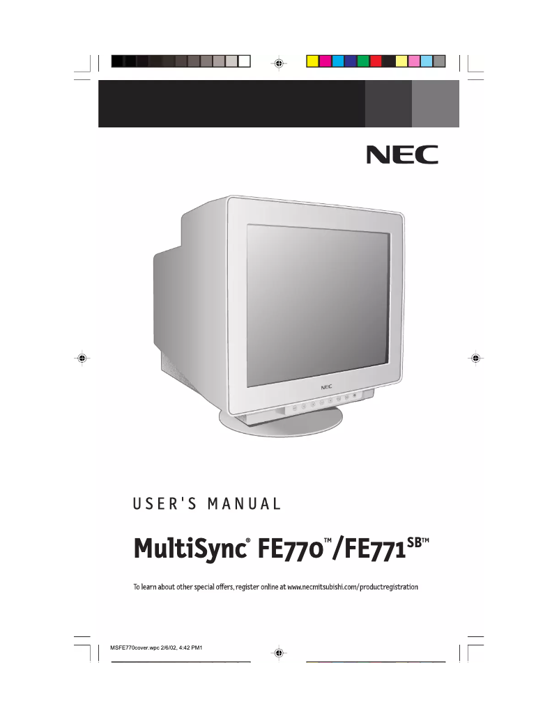 Page 1 de la notice Manuel utilisateur NEC MultiSync FE770