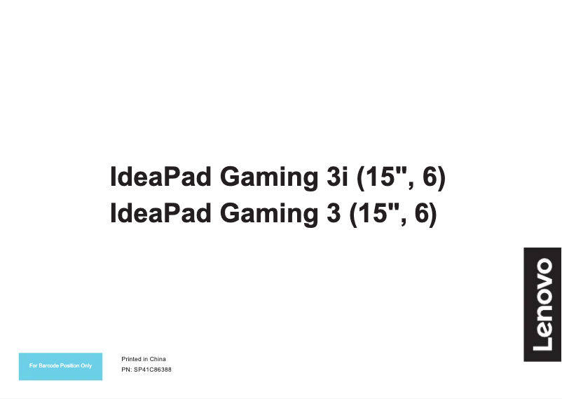 Page 1 de la notice Manuel utilisateur Lenovo IdeaPad Gaming  3i