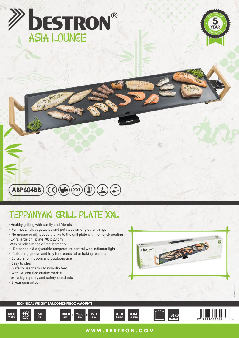 Page n°1 - Fiche technique Bestron ABP604BB