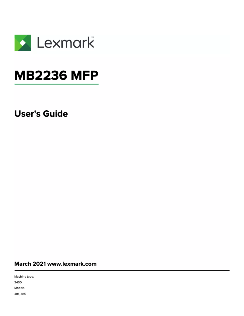 Page 1 de la notice Manuel utilisateur Lexmark MB2236adwe