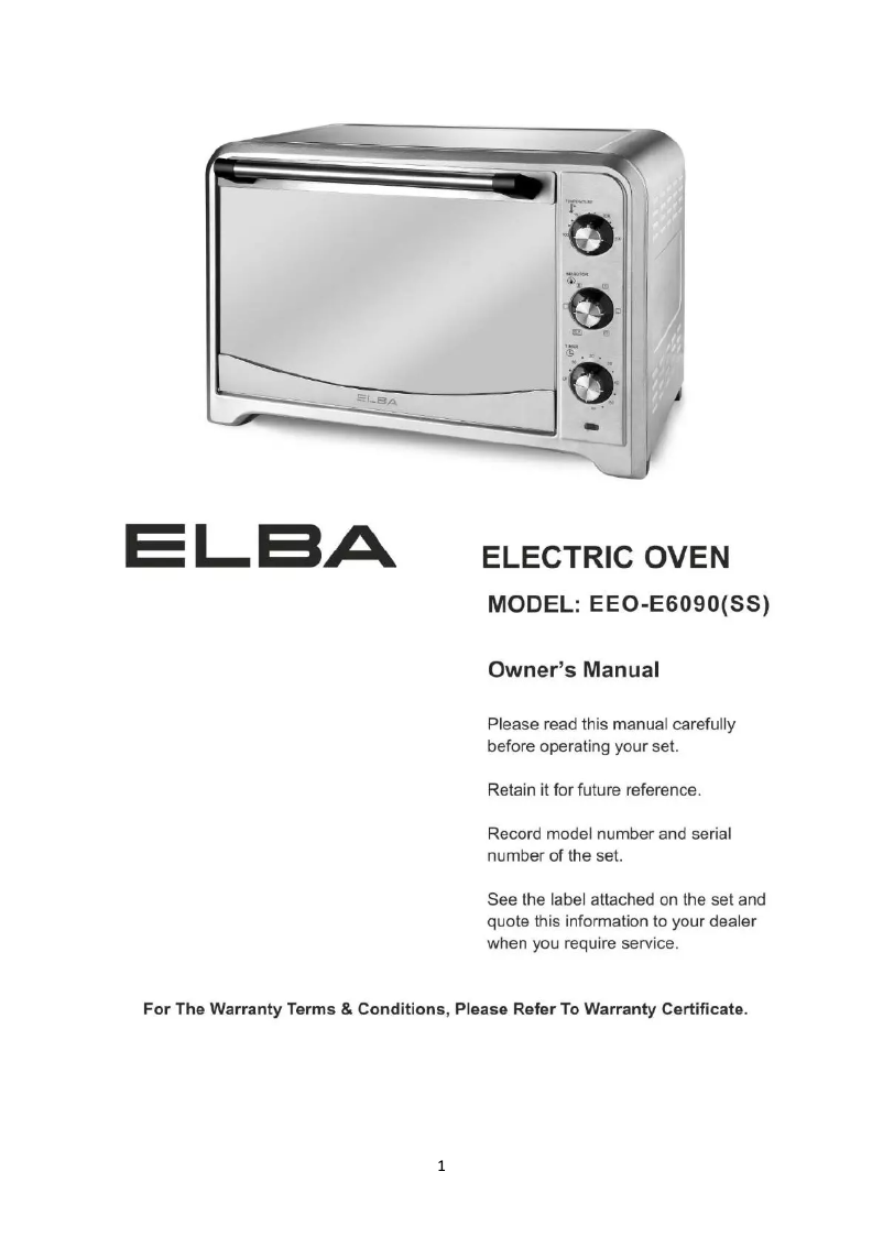 Image de la première page du manuel de l'appareil EEO-E6090(SS)