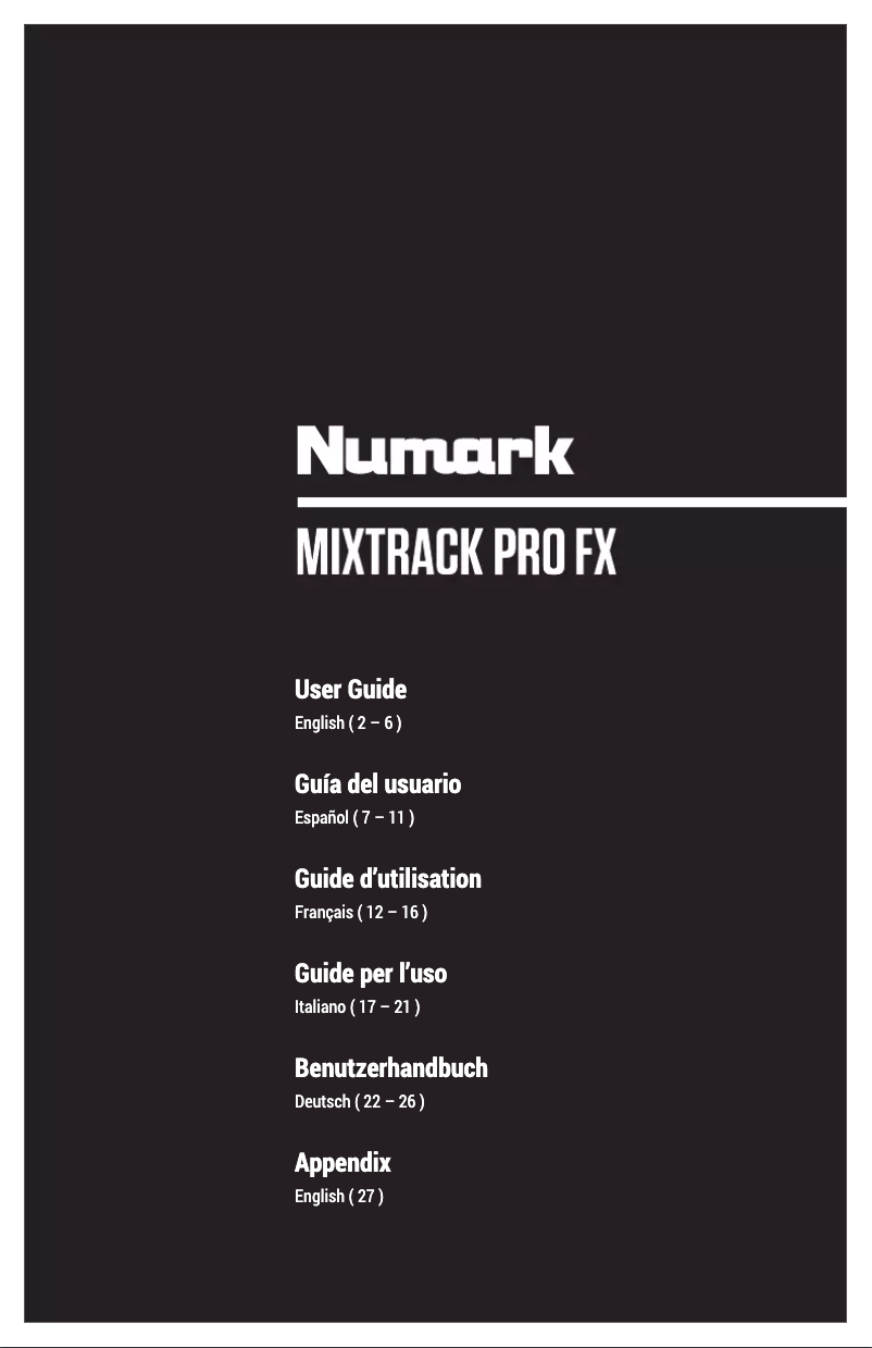 Page 1 de la notice Manuel utilisateur Numark Mixtrack Pro FX