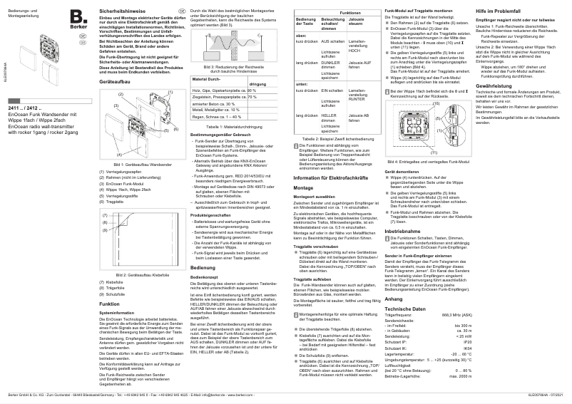 Page n°1 - Manuel utilisateur Berker 24118289