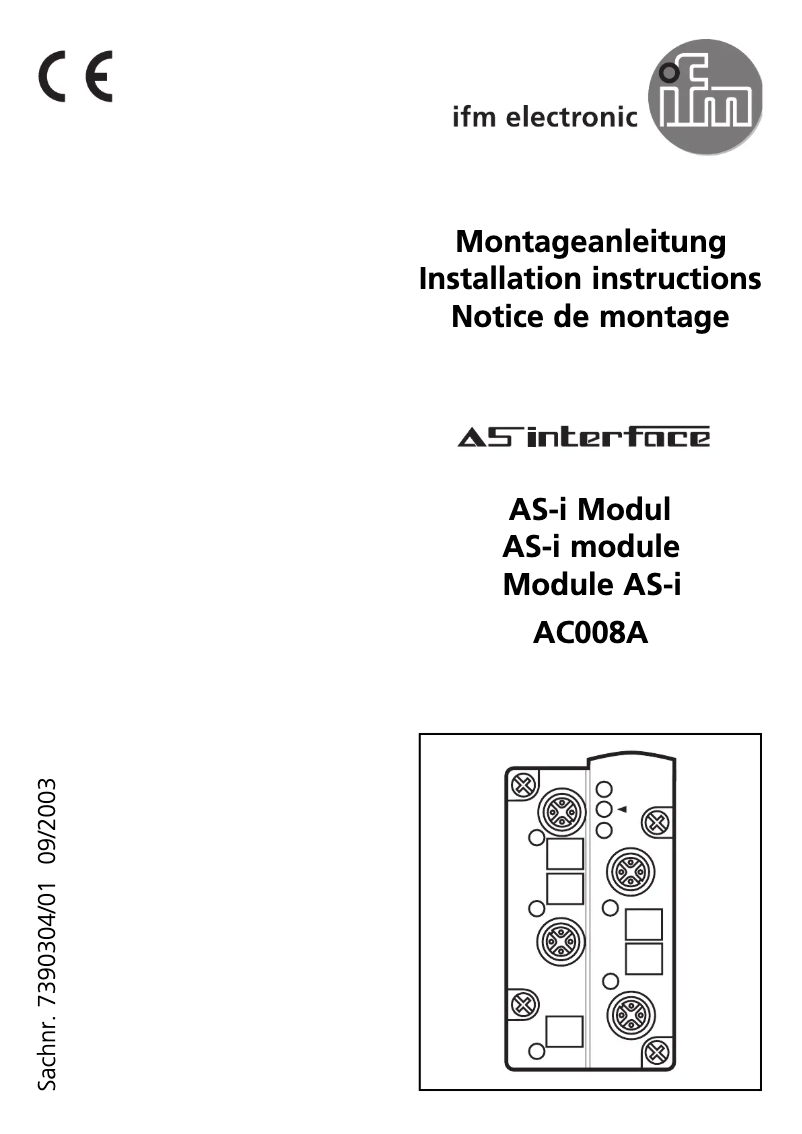 Page n°1 - Manuel utilisateur IFM AC008A